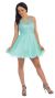 Bejeweled Bust Short Babydoll Homecoming Party Dress in Mint